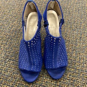 Royal blue open toe heels